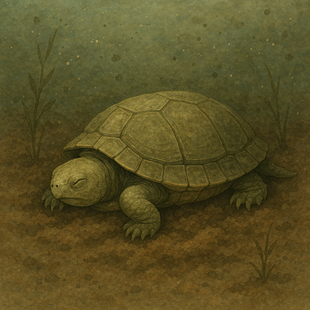 池の中の泥の中で冬眠する亀のイラスト.png